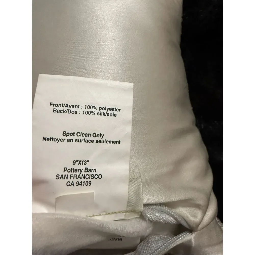 Pottery Barn Iridescent 9 x 13   Silver Beaded Pillow w/ Zippered Cover X 2
